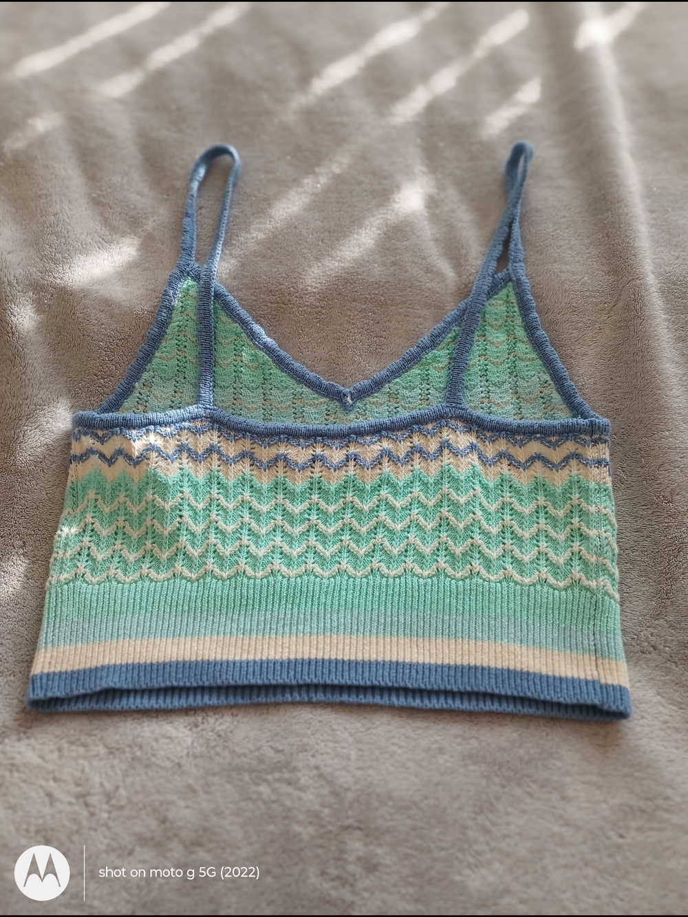 American Eagle Blue & Mint Knit  Cropped Tank Top Size L - Picture 8 of 8